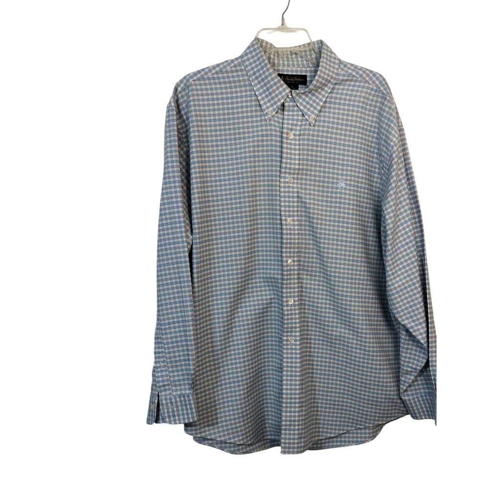 M704)Brooks Brothers Non-iron Supima Cotton Button Up Long Sleeve Dress Shirt XL